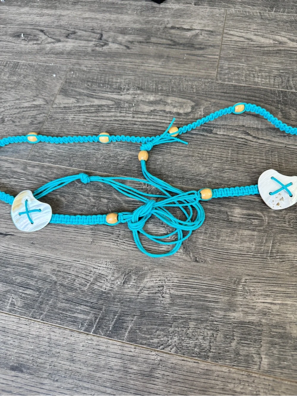 Y2K Macrame Beaded Turquoise Beaded Heart Belt Comfortable Adjustable Accessory